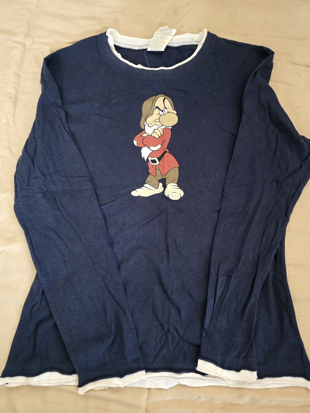 Navy  Long-Sleeve Character Tee - Grumpy Design